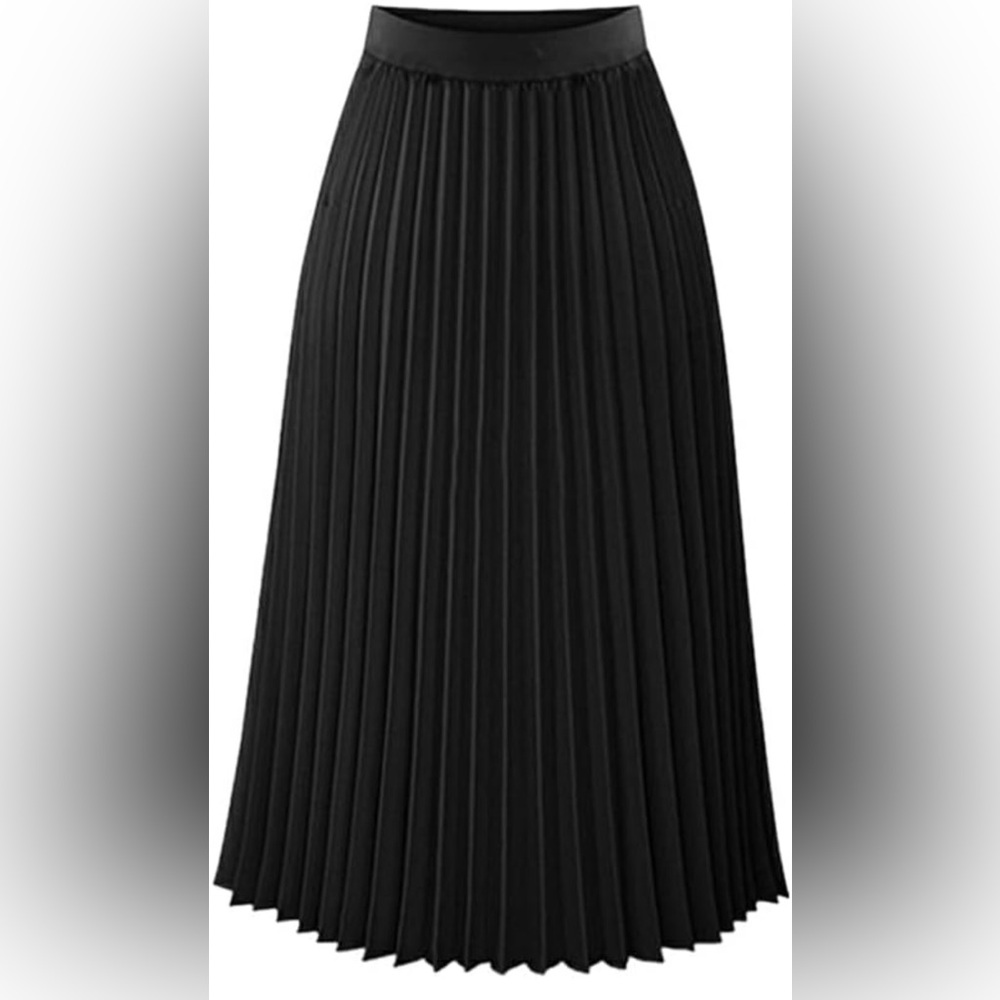 Zara Black Pleated Midi Skirt